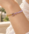 Bali Bracelet with natural amethyst stones and 18k gold plated chain detail